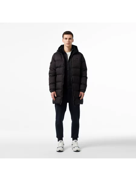 Lacoste Płaszcz Puchowy Z Kapturem czarny