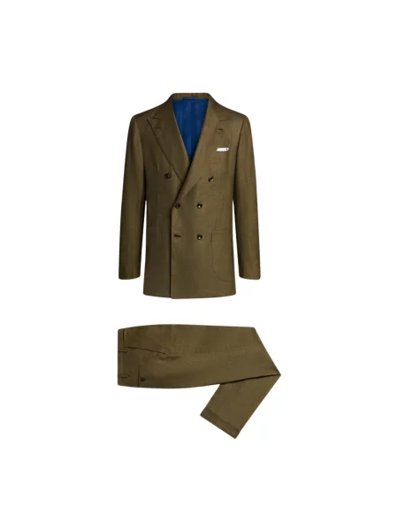 Garnitur Kiton wełniany dwurzędowy zielony