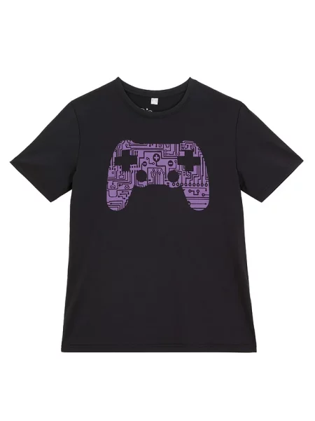 T-shirt chłopięcy z bawełny organicznej czarna