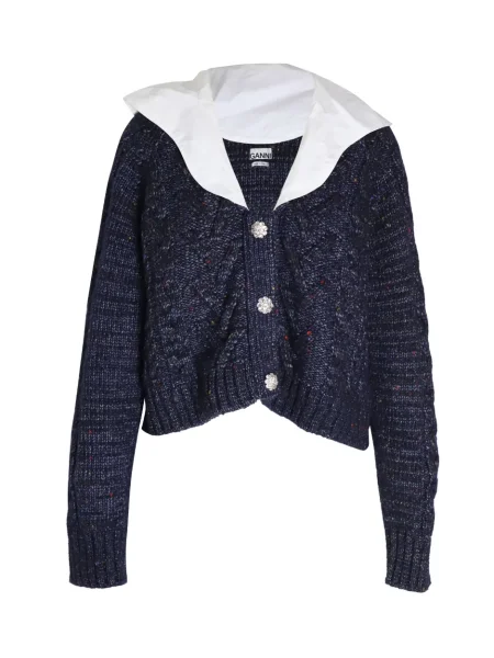 Cardigan Ganni tricotate albastru