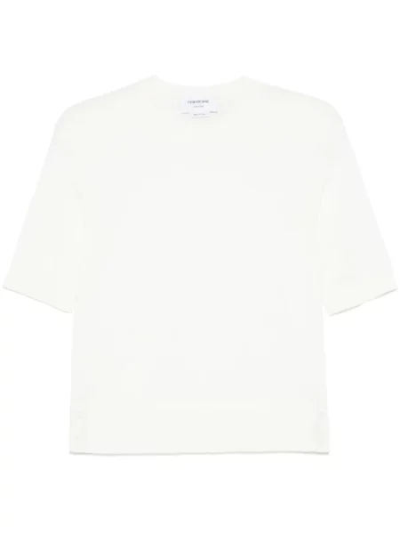 Tricou Thom Browne cu pene cu dungi alb