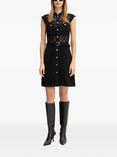 Cu centură rochie mini Morgan din dantelă negru