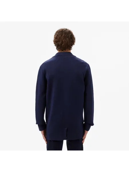 Lacoste Kardigan Z Dekoltem V Classic Fit granatowy