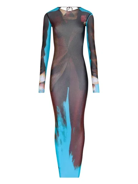 Maksi sukienka maxi Jean Paul Gaultier garniturowa do tenisa brązowa