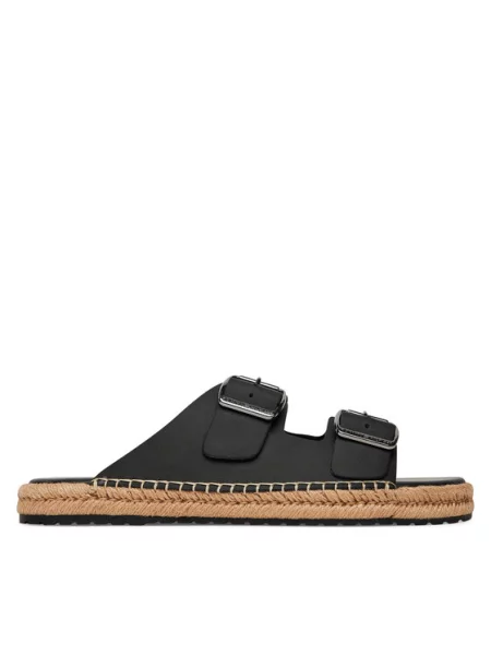 Tommy Hilfiger Εσπαντρίγιες Flex Jutte Hilfiger Lth Sandal μαύρο