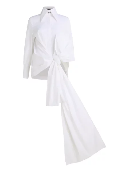 Блуза Karl Lagerfeld с панделка поплин бяло