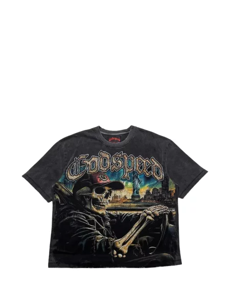 Tricou Godspeed cu imagine negru