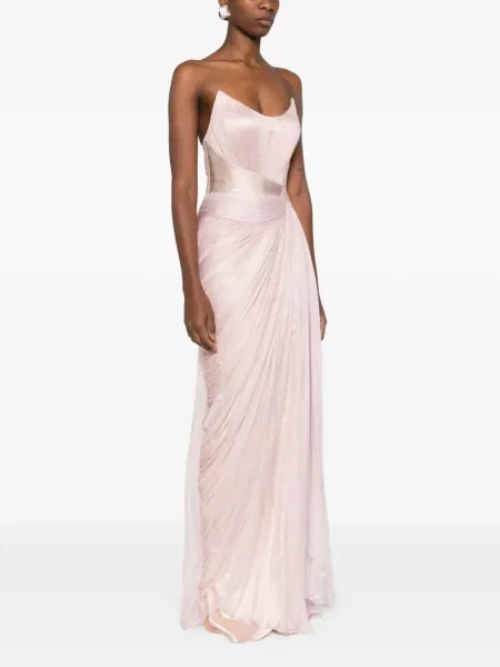 Drapiruotas kostiumas maksi maxi suknele Iris Serban rožinė
