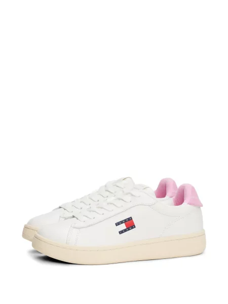 Bőr sneaker Tommy Hilfiger autogrammal fehér