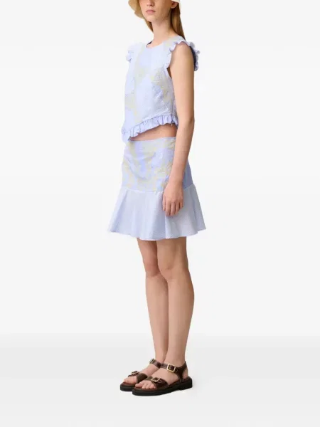 Bluzka Claudie Pierlot z falbankami niebieska