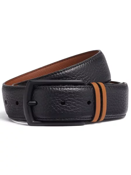 Curea Zegna din piele cu dungi negru