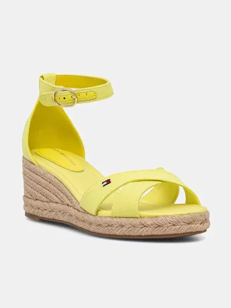 Pantofi Tommy Hilfiger cu pană cu bretele galben