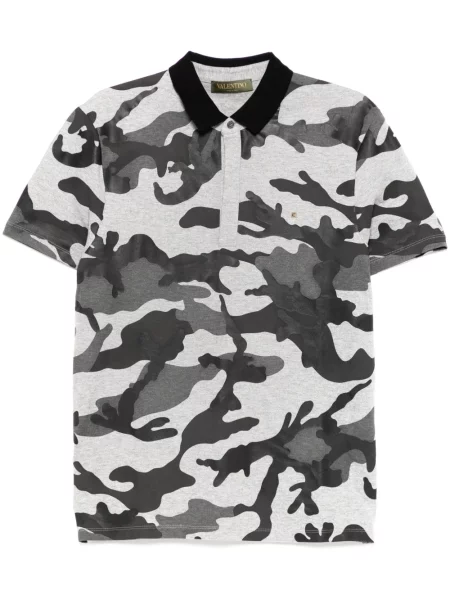 Polo Valentino Garavani cu model camuflaj gri