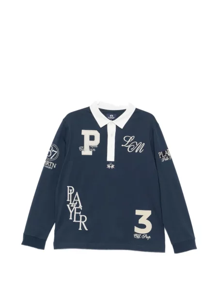 Lung tricou polo La Martina cu autograf albastru