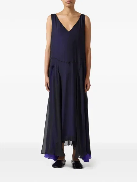 Rochie maxi Kallmeyer cu decolteu în V de costum albastru