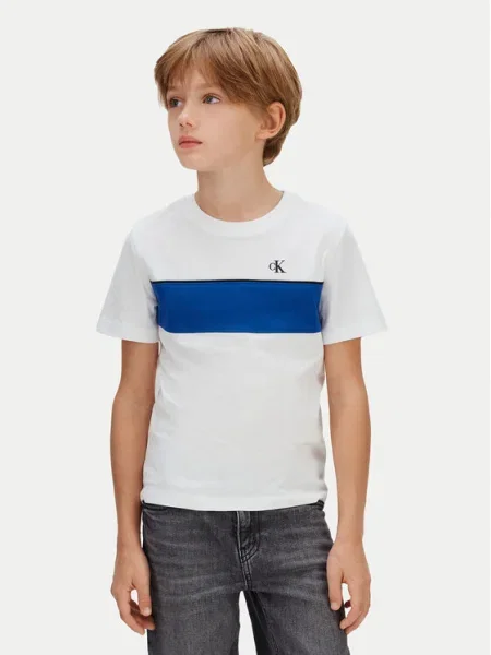 Calvin Klein Jeans Póló Panel Colorblock fehér