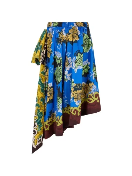 Fustă midi Alemais cu model floral cu imagine asimetrică albastru