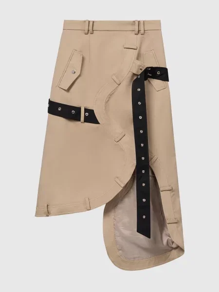 Спідниця асиметричного крою з контрастним Rokh коричнева