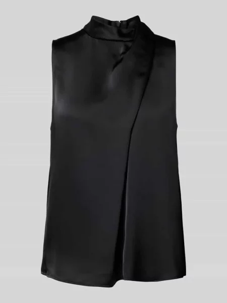 Bluzka bez rękawów w kopertowym stylu o kroju regular fit model Hugo czarna