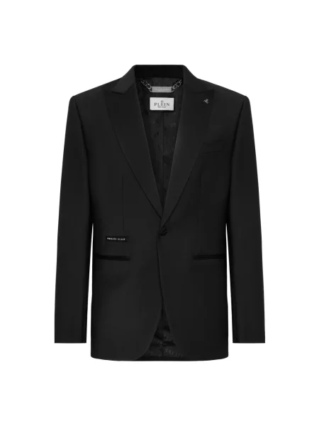 Marynarka Philipp Plein wełniana typu teddy czarna
