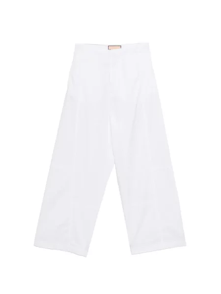 Pantaloni Plan C din poplin alb