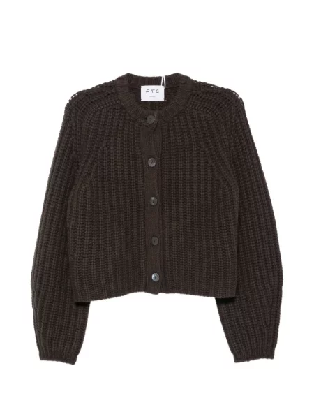 Cardigan Ftc tricotate chunky maro