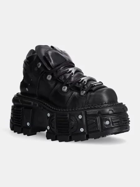 New Rock sneakers din piele negru