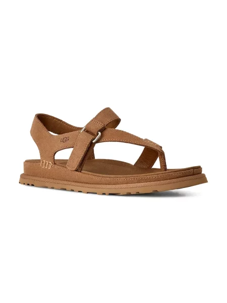 UGG sandale din piele întoarsă W Goldengaze Toe Post maro