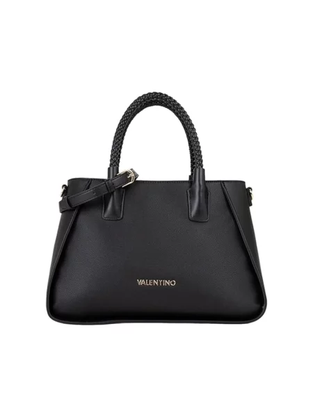 Lniana shopperka Valentino By Mario Valentino czarna