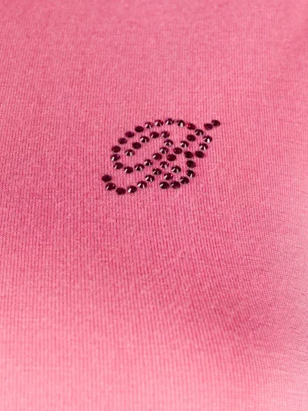 Top Blumarine cu guler înalt cu tepi roz