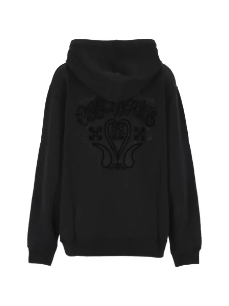 Hoodie Off-white με κέντημα με κορδόνι λευκό