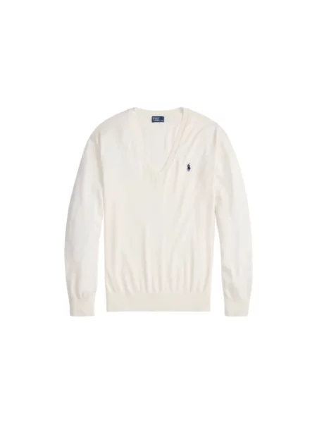 Sweter Polo Ralph Lauren z dekoltem w serek beżowy