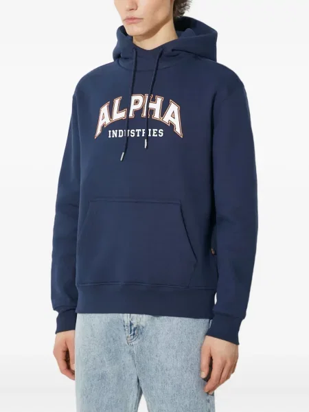 Hanorac cu glugă Alpha Industries cu imagine albastru