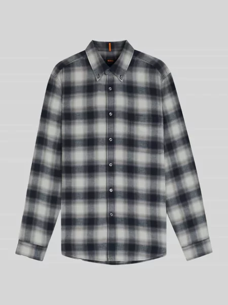 BOSS Orange koszula casual Rickert Mężczyźni Regular Fit niebieski|szary w kratkę L szara