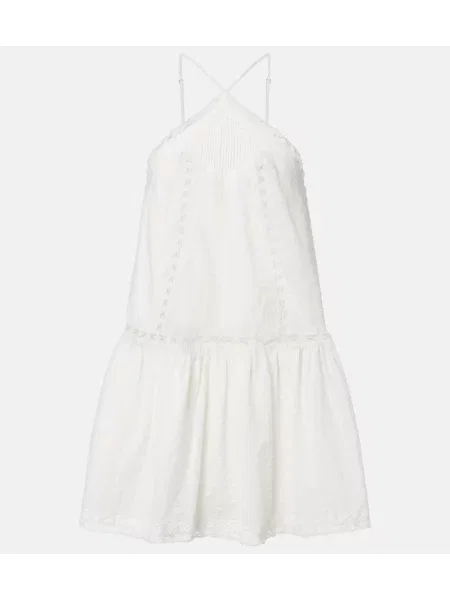 Rochie Poupette St Barth din dantelă cu gât halter alb