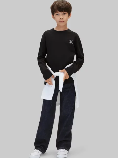 Тениска с дълъг ръкав Calvin Klein Jeans черно