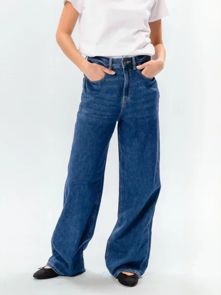 TEESHOPPEN Jeans Wide amestec albastru