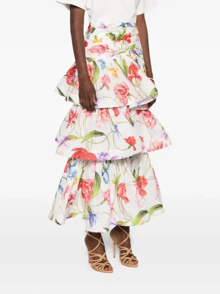 Fustă Lavi Couture cu model floral cu imagine alb
