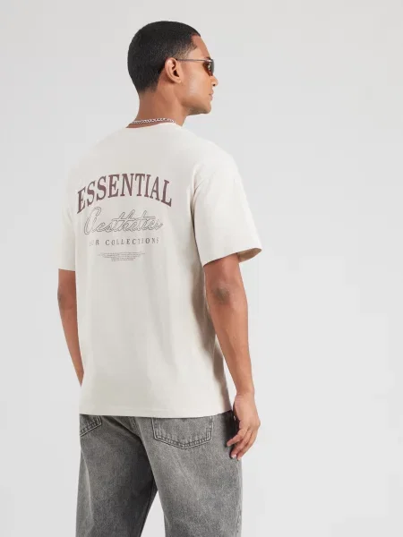 JACK & JONES Tričko JJEORGANIC STUDIO slonová kosť / čokoládová