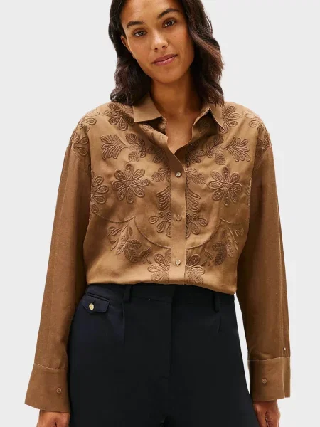 Вишита блуза Tommy Hilfiger коричнева