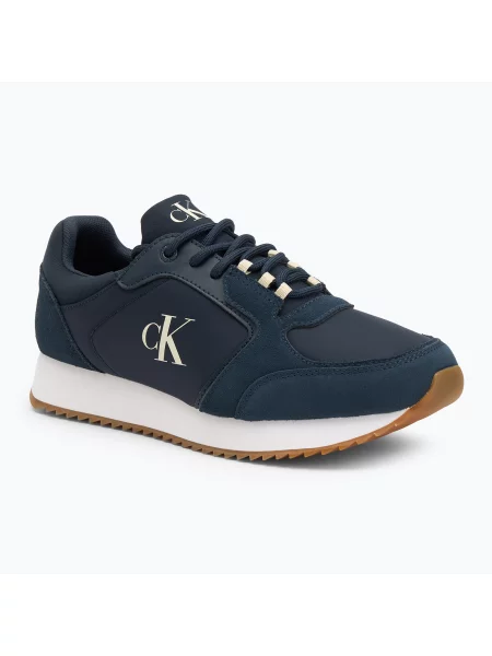 Calvin Klein Jeans Sneakersy Retro Runner Sock Lace Up Ny-Su Tmavomodrá biela