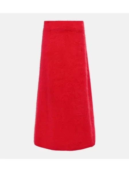 Fustă midi Lisa Yang din cașmir până la genunchi roșu