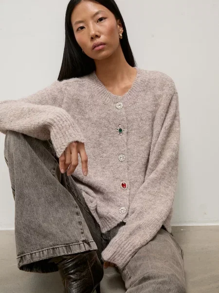 Answear.LAB cardigan pentru femei cu amestec de lână bej