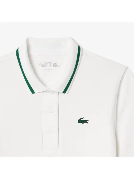 Lacoste Koszulka Tenisowa Polo Z Piki Z Kołnierzykiem W Kontrastowe Paski biała