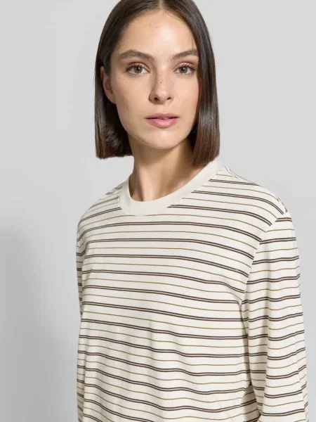 Bluzka z długim rękawem o kroju boxy fit z czystej bawełny model ESSENTIAL' Selected