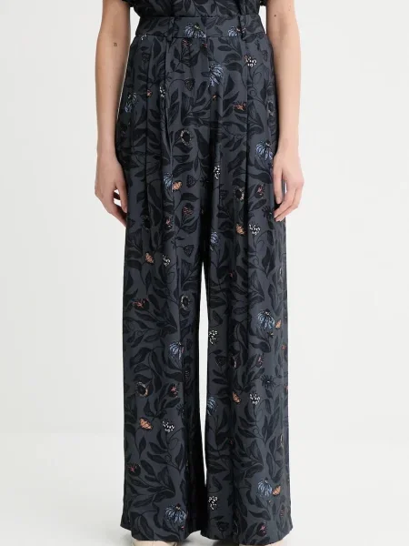 MUNTHE pantaloni FAICUS bleumarin lat high waist