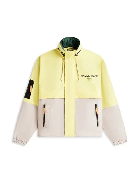 Tommy Jeans Přechodná bunda citronově žlutá / režná / zelená černá