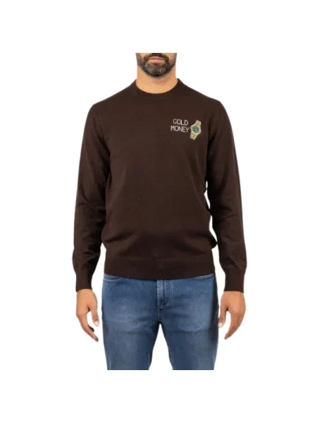 Sweter Mc2 Saint Barth wełniany brązowy