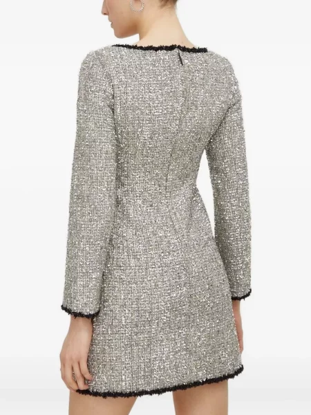 Rochie maxi Miss Sixty cu paiete din tweed lungă gri