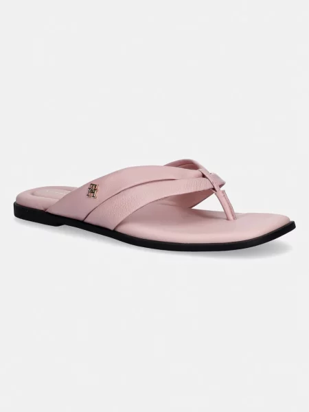 Tommy Hilfiger japonke usnjene ELEVATED TOE POST LTH SANDAL roza